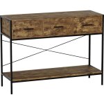 Brooklyn table console avec 3 tiroirs meuble d?entre salon avec tagre pieds en fer h 74 x l 100 x ...