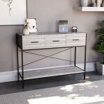 Brooklyn table console avec 3 tiroirs meuble d?entrée salon avec Étagère pieds en fer h 74 x l 100 x ... Brooklyn table console avec 3 tiroirs meuble d?entrée salon avec Étagère pieds en fer h 74 x l 100 x ...