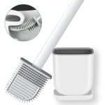 Brosse de toilette en silicone avec support pour cuvette de toilette avec poils en silicone brosses de ...