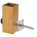 Brosse wc en bambou, inox et brosse noire carré Brosse wc en bambou, inox et brosse noire carré