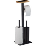 Brosse wc et dérouleur papier, design moderne, avec support pour portable, hlp 73 x 25 x 20 cm, noir ... Brosse wc et dérouleur papier, design moderne, avec support pour portable, hlp 73 x 25 x 20 cm, noir ...