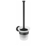 Brosse wc murale bosio black, brosse wc suspendue, brosse wc noire, acier inox, 10x35x14 cm, noir mat ...