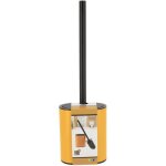 Brosse wc plate en silicone noir avec support en m�tal ocre - tendance