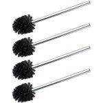 Lot de 4 brosses wc de rechange wenko brosse wc noire avec manche en acier inox, format �conomique, plastique ...
