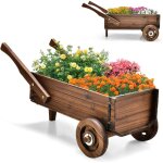 Brouette 2 roues en bois, pots de fleurs avec trou de drainage 2 poign�es, 81 x 40 x 38, 5 cm, d�coration ...