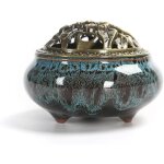Br�leur d'encens en c�ramique et couvercle, aromath�rapie pour b�tons d'encens ou c�nes d'encens, bobine ...