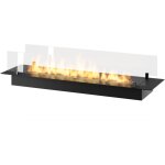 Sololed - brûleur insert bioéthanol 120cm en inox noir, à encastrer ou à poser, 4 litres avec verres ... Sololed - brûleur insert bioéthanol 120cm en inox noir, à encastrer ou à poser, 4 litres avec verres ...