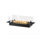 Sololed - brûleur insert bioéthanol 80cm en inox noir, à encastrer ou à poser, 1, 2 litre avec verres ... Sololed - brûleur insert bioéthanol 80cm en inox noir, à encastrer ou à poser, 1, 2 litre avec verres ...