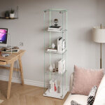 Bsmgsgn - vitrine bande led, 39. 8x35x163 cm meuble en verre tremp� 4 �tag�res amovibles portant 10kg, ...