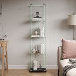 Bsmgsgn - vitrine bande led, 39. 8x35x163 cm meuble en verre tremp� 4 �tag�res amovibles portant 10kg, ...