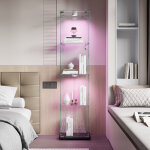Bsmgsgn - vitrine led, 39. 8x35x163 cm meuble en verre tremp� 4 �tag�res amovibles portant 10kg, 1 porte ...