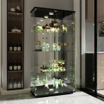 Bsmgsgn - vitrine en verre miroir avec led 163. 9x80, 49x36, 49cm, meuble vitrine moderne avec 2 portes ...