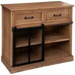Atmosphera - buffet 1 porte danik bois naturel 94x95cm crateur d'intrieur