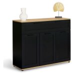 Idmarket - buffet 100 cm vito 3 portes et 1 tiroir noir et plateau bois
