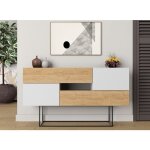 Abitare - buffet 145x82 h cm ch�ne clair et blanc mat avec deux portes et deux tiroirs - frosolone