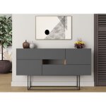Abitare - buffet 145x82 h cm gris anthracite et ch�ne clair avec deux portes et deux tiroirs - frosolone ...