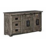 Massivmoebel24 - buffet 150x45 manguier laqu gris railway 200
