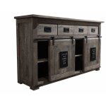 Buffet 150x45 manguier laqu gris railway 220