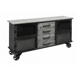 Buffet 153x40 manguier laqu gris heavy industry 153