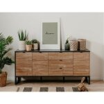 Abitare - madia 175x70h cm bambou et gris anthracite - asolo