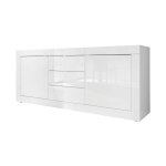 Meublorama - buffet 2 portes 3 tiroirs, collection isora, coloris blanc laqu� brillant