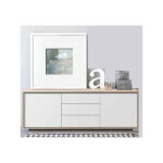 Pegane - buffet de 2 portes + 3 tiroirs coloris chne cambrian / blanc - longueur 183 x profondeur 35 ...