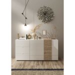 Azura home design - buffet 2 portes et 3 tiroirs venus blanc laqu brillant / kadiz 181 cm