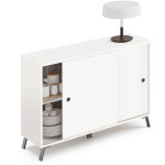 Pegane - buffet 2 portes coloris blanc - hauteur 87 x longueur 120 x profondeur 40 cm