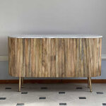 La grande prairie - buffet 2 portes manguier massif et plateau marbre 145x41x86cm La grande prairie - buffet 2 portes manguier massif et plateau marbre 145x41x86cm