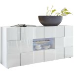 Calicosy - buffet milano - dcor blanc laqu brillant - 2 portes 2 tiroirs - l181 x p43 x h84 cm