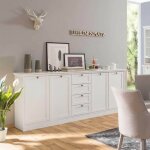 Toscohome - buffet 200x90h cm avec tiroirs et �tag�res blanc mat - landwood 52