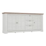 Meubletmoi - buffet 204 cm 3 portes 3 tiroirs dcor chne clair blanchi - angele