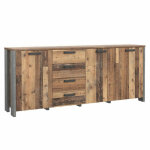 Meubletmoi - buffet 206 cm 3 portes 4 tiroirs dcor bois vieilli et bton - buck
