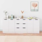 Buffets 3 pcs blanc bois d'ingnierie vidaxl