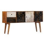 Buffet 3 portes 2 tiroirs manguier massif fonc� roman