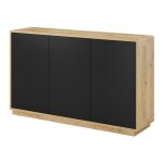 Meublorama - buffet 3 portes collection villa. couleur chne et noir mat.