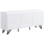 Vente - unique - buffet 3 portes avec leds en mdf - blanc laqu� - saliano