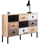 Idmarket - buffet 3 portes 3 tiroirs 110 cm sacramento design industriel