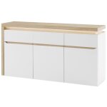 Vente - unique - buffet 3 portes et 3 tiroirs avec leds en mdf - blanc laqu et naturel - vademosa