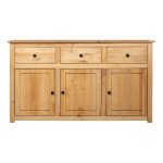 Buffet 3 portes 3 tiroirs pin massif clair iris
