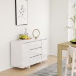 Maison chic - buffet avec 3 tiroirs bahut meuble de rangement commode blanc brillant 120x41x75 cm agglomr ...