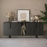 Toscohome - buffet  4 portes avec compartiment ouvert 165x83h cm couleur palissandre noir - zaira
