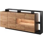 Vente - unique ? buffet 4 portes 4 niches avec leds ? naturel clair et anthracite ? panneau de particule ...