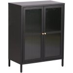 Helloshop26 - buffet acier verre ondul� 84 x 64 x 35 cm noir