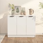 Buffet - armoire de rangement enfilade blanc 90, 5x30x70 cm bois d'ing�nierie bv667727 bonnevie
