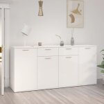 Bonnevie - buffet - armoire de rangement enfilade blanc brillant 160x36x75 cm agglomr bv678817