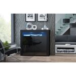Dusine - buffet bahut brillant noir spider illuminé led 107 cm caisson noir mat Dusine - buffet bahut brillant noir spider illuminé led 107 cm caisson noir mat