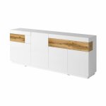 Meublorama - buffet, bahut, enfilade kiles trois portes, deux tiroirs. coloris blanc et chêne. style ... Meublorama - buffet, bahut, enfilade kiles trois portes, deux tiroirs. coloris blanc et chêne. style ...