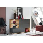 Meublorama - buffet, bahut, enfilade klis trois portes et trois niches. coloris gris anthracite et chêne. ... Meublorama - buffet, bahut, enfilade klis trois portes et trois niches. coloris gris anthracite et chêne. ...