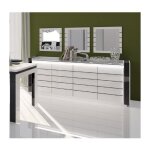 Ensemble buffet lina avec led et 3 miroirs carrs coloris blanc et noir